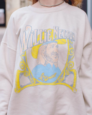 Willie Nelson In Concert Thrifted Sweatshirt