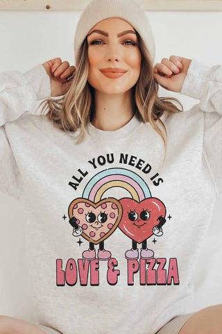 Love And Pizza Sweatshirt Ash